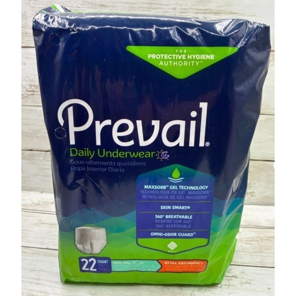 Prevail Daily Underwear Youth Small 20-34" Extra Absorbency Case of 88 (4x22ct)